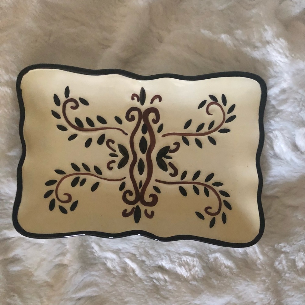 Unbranded Rectangular Tray with Black/Brown Design NWT